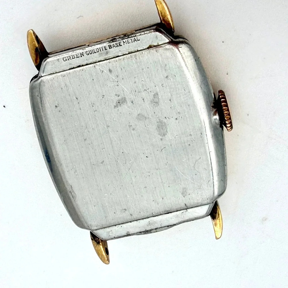Gruen Vintage Art Deco Square Watch 15J Cal 411C Guildite Parts No Crystal